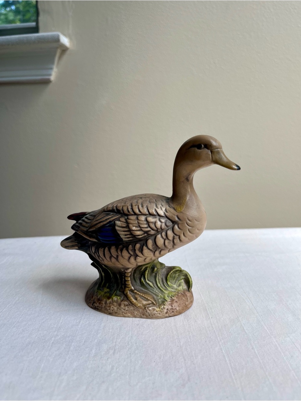 Vintage Decorative Brown Duck Figurine with Brown Accents Japan